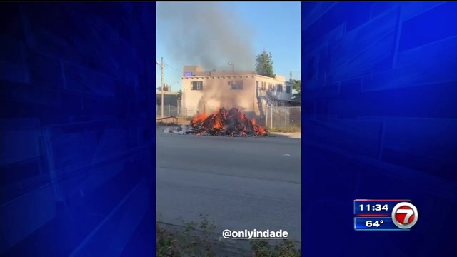 Los equipos apagaron un incendio en un bote de basura en Miami;  sin heridos – WSVN 7News |  Noticias de Miami, Clima, Deportes