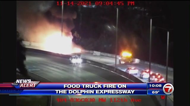 Los equipos extinguieron el incendio de un camión de comida en 836 en West Miami-Dade;  todos los carriles cerrados cerca de la extensión Turnpike – WSVN 7News |  Noticias de Miami, Clima, Deportes